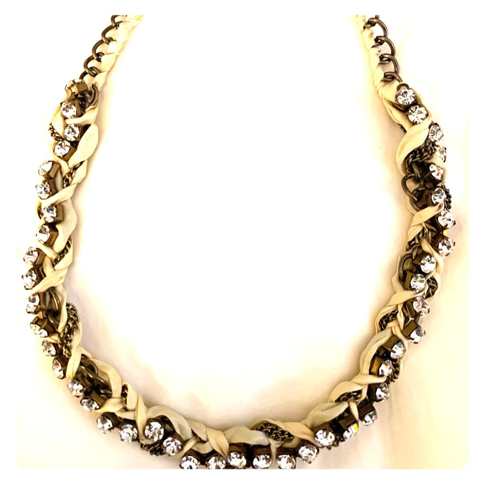 J. Crew Braided Silk Chain and Stone Necklace